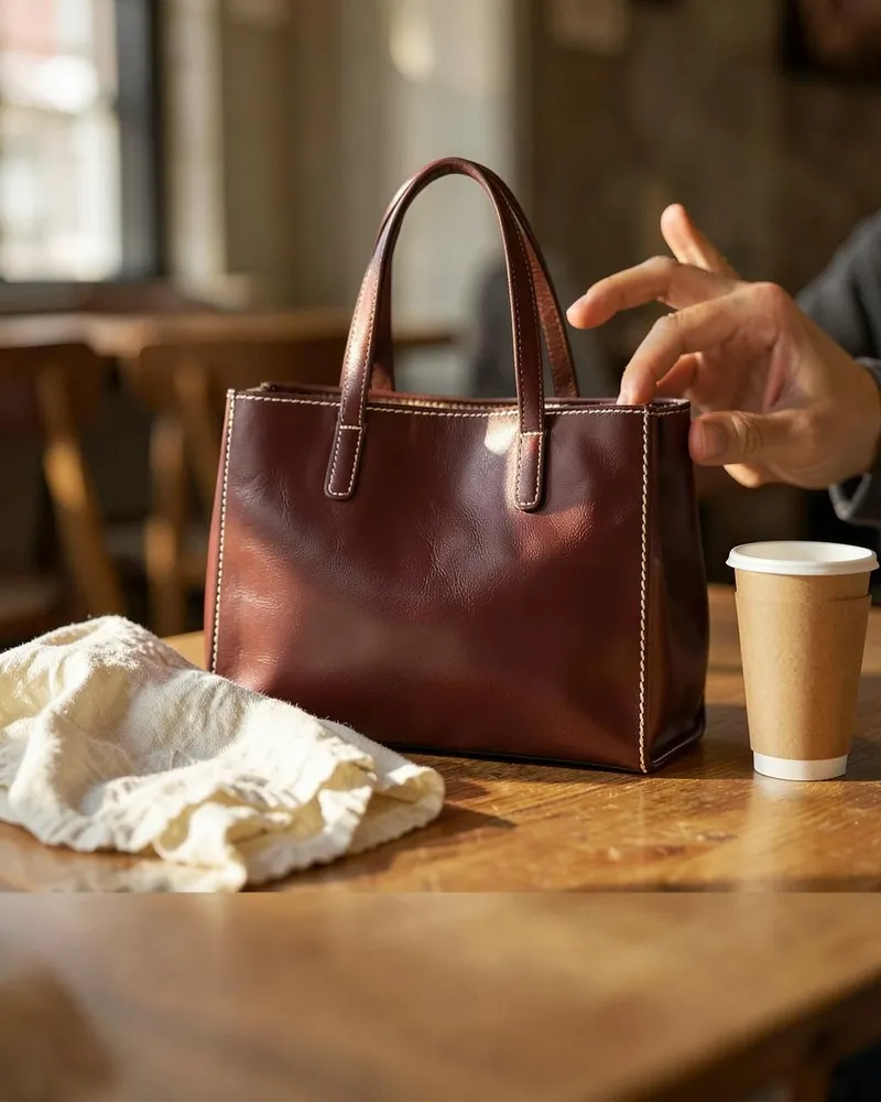 Example ad for Atelier Nine: Carry the everyday in oxblood