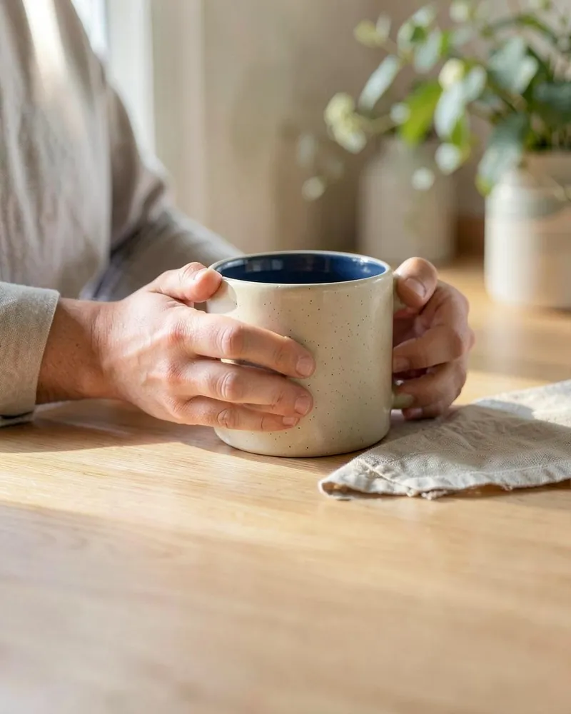 Example ad for Moka Mug: Your morning ritual, in speckled cream